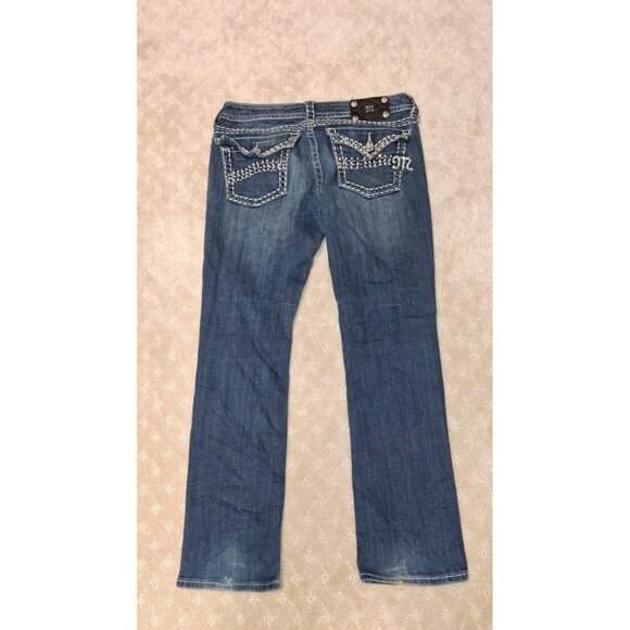 Miss Me Jeans Women's Size 30 Straight Leg Dark Wash JE5180TSR Rhinestone Bling - Picture 4 of 4